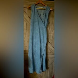 Tommy Hilfiger Light Wash Asymmetrical Denim Maxi Dress
